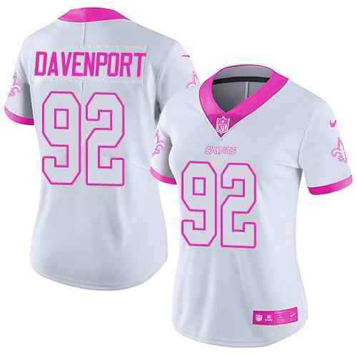 Women Nike Saints 92 Marcus Davenport White Pink Fashion Rush Limited Jersey Dzhi,We sell and wholesale Women Nike Saints 92 Marcus Davenport White Pink Fashion Rush Limited Jersey Dzhi on line form chian!